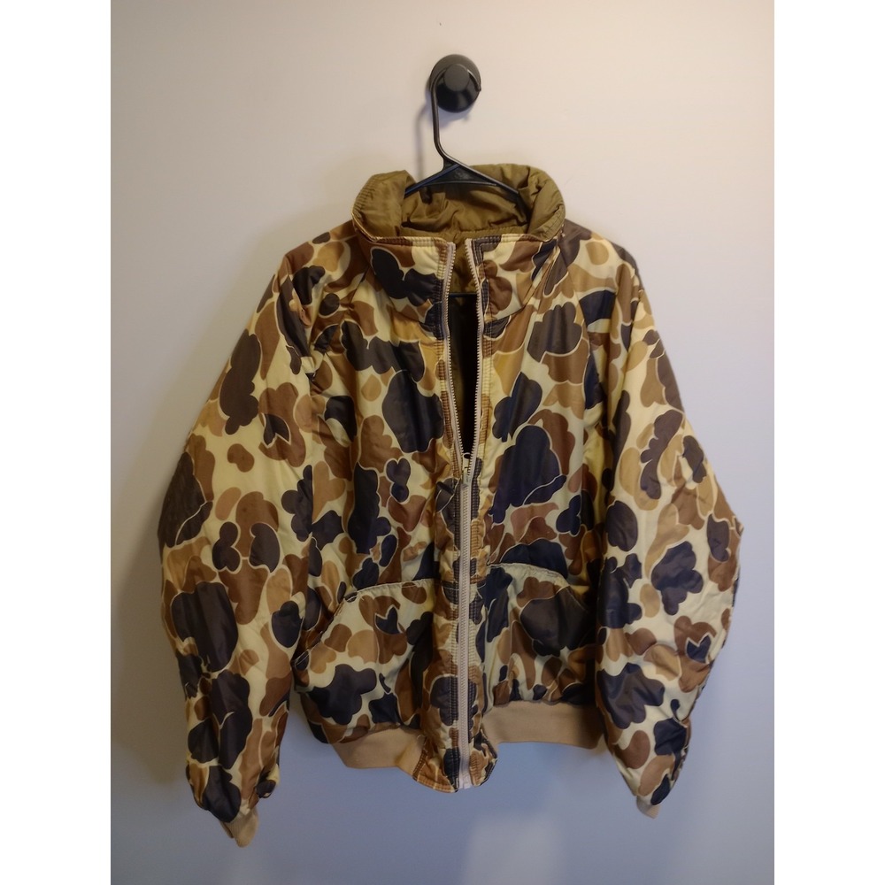 Vintage Columbia Sportswear Reversible Duck Camo Jacket Large Taiwan 80s RARE
